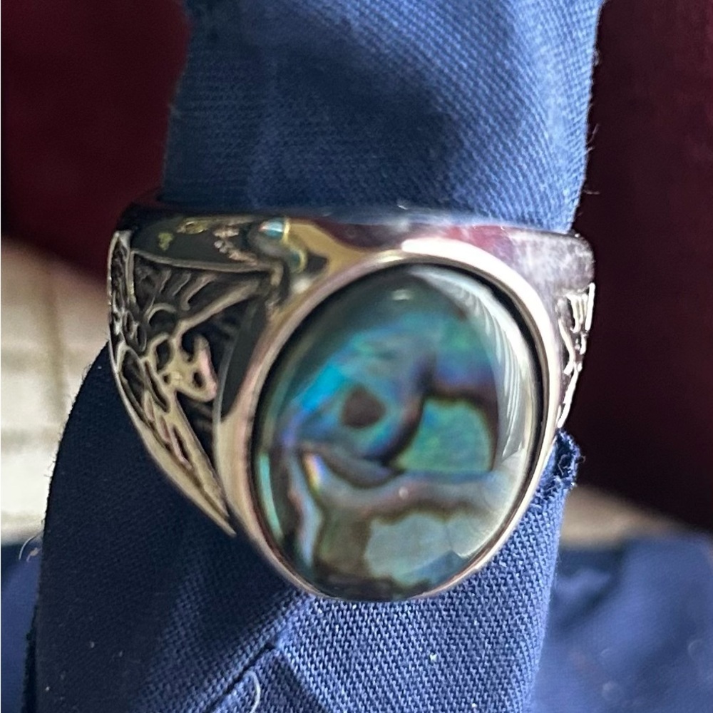 Steel silver tone and Blue Men's Ring